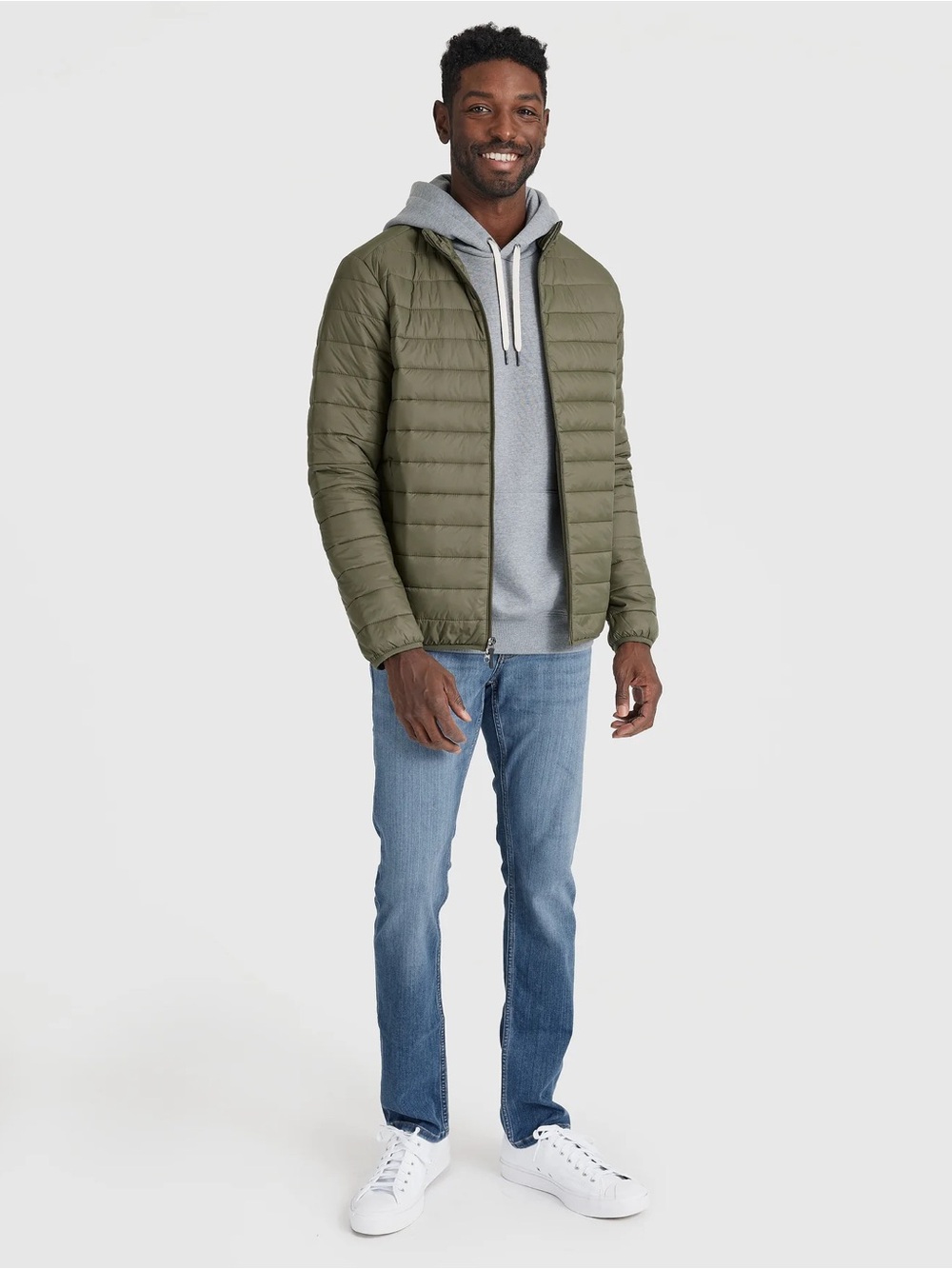 True Classic Military Green Lightweight Puffer Jacket